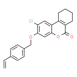 ChemSpider 2D Image | 2-Chloro-3-[(4-vinylbenzyl)oxy]-7,8,9,10-tetrahydro-6H-benzo[c]chromen-6-one | C22H19ClO3