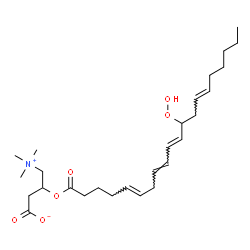 ChemSpider 2D Image | 3-{[(5E,8E,10E,14E)-12-Hydroperoxy-5,8,10,14-icosatetraenoyl]oxy}-4-(trimethylammonio)butanoate | C27H45NO6
