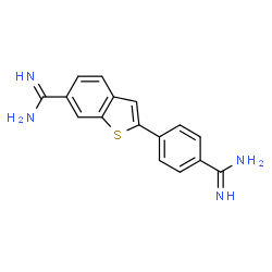 ChemSpider 2D Image | 2-(4-Carbamimidoylphenyl)-1-benzothiophene-6-carboximidamide | C16H14N4S