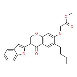 ChemSpider 2D Image | Methyl {[3-(1-benzofuran-2-yl)-6-butyl-4-oxo-4H-chromen-7-yl]oxy}acetate | C24H22O6