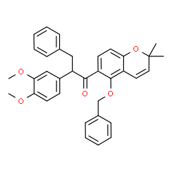 ChemSpider 2D Image | 1-[5-(Benzyloxy)-2,2-dimethyl-2H-chromen-6-yl]-2-(3,4-dimethoxyphenyl)-3-phenyl-1-propanone | C35H34O5
