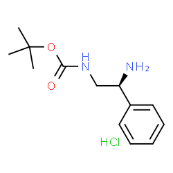 ChemSpider 2D Image | 2-Methyl-2-propanyl [(2S)-2-amino-2-phenylethyl]carbamate hydrochloride (1:1) | C13H21ClN2O2