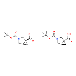 ChemSpider 2D Image | (1R,5R)-3-{[(2-Methyl-2-propanyl)oxy]carbonyl}-3-azabicyclo[3.1.0]hexane-1-carboxylic acid - (1S,5S)-3-{[(2-methyl-2-propanyl)oxy]carbonyl}-3-azabicyclo[3.1.0]hexane-1-carboxylic acid (1:1) | C22H34N2O8