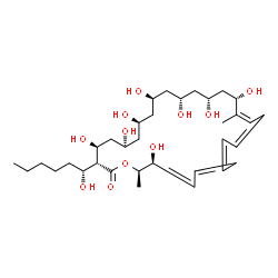 ChemSpider 2D Image | (3R,4S,6S,8S,10R,12R,14R,16S,17Z,27S,28R)-4,6,8,10,12,14,16,27-Octahydroxy-3-[(1R)-1-hydroxyhexyl]-17,28-dimethyloxacyclooctacosa-17,19,21,23,25-pentaen-2-one | C35H58O11
