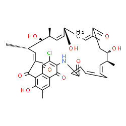 ChemSpider 2D Image | (7Z,9S,11S,12Z,14S,16Z,20S,21S,22Z)-31-Chloro-4,10,14,20-tetrahydroxy-3,7,9,11,17,21-hexamethyl-29-azatricyclo[28.3.1.0~5,33~]tetratriaconta-1(33),2,4,7,12,16,22,24,26,30-decaene-6,18,28,32,34-pentone | C39H44ClNO9