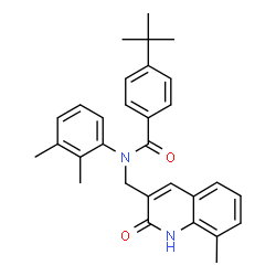 ChemSpider 2D Image | N-(2,3-Dimethylphenyl)-N-[(8-methyl-2-oxo-1,2-dihydro-3-quinolinyl)methyl]-4-(2-methyl-2-propanyl)benzamide | C30H32N2O2