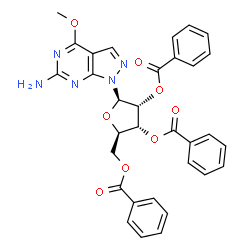 ChemSpider 2D Image | 4-Methoxy-1-(2,3,5-tri-O-benzoyl-beta-D-ribofuranosyl)-1H-pyrazolo[3,4-d]pyrimidin-6-amine | C32H27N5O8