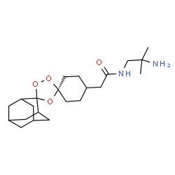ChemSpider 2D Image | N-(2-Amino-2-methylpropyl)-2-(dispiro[cyclohexane-1,3'-[1,2,4]trioxolane-5',2''-tricyclo[3.3.1.1~3,7~]decan]-4-yl)acetamide | C22H36N2O4