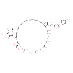 ChemSpider 2D Image | (10R,12S,14S,18S,19S,20S,22R,23E,29Z,33E,35E,37S,38R)-22-[(3-Amino-3,6-dideoxy-beta-D-mannopyranosyl)oxy]-38-[(2S,4S,5S)-7-(4-aminophenyl)-5-hydroxy-4-methyl-7-oxo-2-heptanyl]-10,12,14,18,20-pentahydr
oxy-37-methyl-2,4,8,16-tetraoxooxacyclooctatriaconta-23,25,27,29,31,33,35-heptaene-19-carboxylic acid | C59H84N2O18