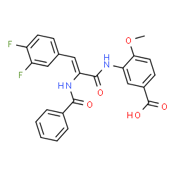 ChemSpider 2D Image | 3-{[(2Z)-2-(Benzoylamino)-3-(3,4-difluorophenyl)-2-propenoyl]amino}-4-methoxybenzoic acid | C24H18F2N2O5