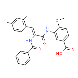 ChemSpider 2D Image | 3-{[(2Z)-2-(Benzoylamino)-3-(2,4-difluorophenyl)-2-propenoyl]amino}-4-methoxybenzoic acid | C24H18F2N2O5