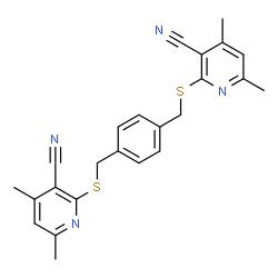 ChemSpider 2D Image | 2,2'-[1,4-Phenylenebis(methylenesulfanediyl)]bis(4,6-dimethylnicotinonitrile) | C24H22N4S2