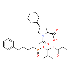 ChemSpider 2D Image | (4R)-4-Cyclohexyl-1-({[(1S)-2-methyl-1-(propionyloxy)propoxy](4-phenylbutyl)phosphoryl}acetyl)-L-proline | C30H46NO7P