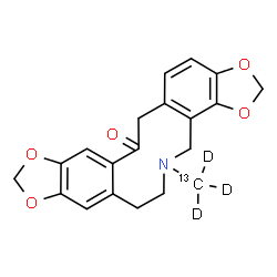 ChemSpider 2D Image | 7-(~13~C,~2~H_3_)Methyl-6,8,9,16-tetrahydrobis[1,3]benzodioxolo[4,5-c:5',6'-g]azecin-15(7H)-one | C1913CH16D3NO5