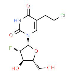 ChemSpider 2D Image | 5-(2-Chloroethyl)-1-(2-deoxy-2-fluoro-beta-D-arabinofuranosyl)-2,4(1H,3H)-pyrimidinedione | C11H14ClFN2O5