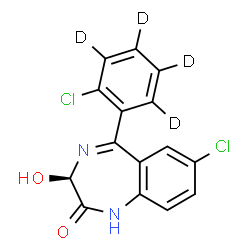 ChemSpider 2D Image | (3R)-7-Chloro-5-[2-chloro(~2~H_4_)phenyl]-3-hydroxy-1,3-dihydro-2H-1,4-benzodiazepin-2-one | C15H6D4Cl2N2O2