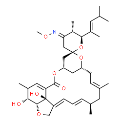 ChemSpider 2D Image | (2R,4E,4'S,5S,6S,8'R,10'E,13'R,14'E,16'E,20'R,21'R,24'R)-21',24'-Dihydroxy-4-(methoxyimino)-5,11',13',22'-tetramethyl-6-[(2E)-4-methyl-2-penten-2-yl]-3,4,5,6-tetrahydro-2'H-spiro[pyran-2,6'-[3,7,19]tr
ioxatetracyclo[15.6.1.1~4,8~.0~20,24~]pentacosa[1(23),10,14,16]tetraen]-2'-one | C37H53NO8