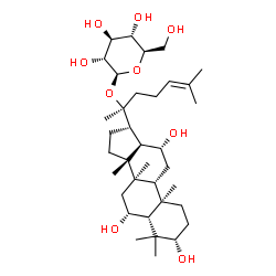 ChemSpider 2D Image | (3beta,6beta,12beta)-3,6,12-Trihydroxydammar-24-en-20-yl beta-D-glucopyranoside | C36H62O9