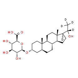 ChemSpider 2D Image | (3alpha,5alpha,20S)-20-Hydroxy(17,20,21,21,21-~2~H_5_)pregnan-3-yl beta-D-glucopyranosiduronic acid | C27H39D5O8