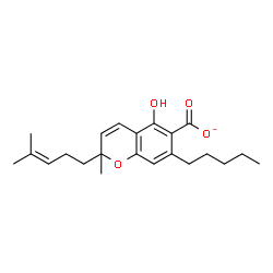 ChemSpider 2D Image | 5-Hydroxy-2-methyl-2-(4-methyl-3-penten-1-yl)-7-pentyl-2H-chromene-6-carboxylate | C22H29O4