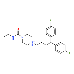 ChemSpider 2D Image | 1-[4,4-Bis(4-fluorophenyl)butyl]-4-(ethylcarbamoyl)piperazin-1-ium | C23H30F2N3O