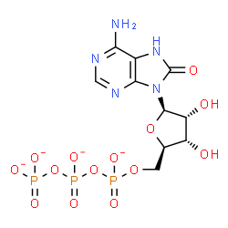ChemSpider 2D Image | 8-Oxo-5'-O-({[(phosphonatooxy)phosphinato]oxy}phosphinato)-8-hydroadenosine | C10H12N5O14P3