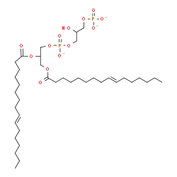 ChemSpider 2D Image | 2,3-Bis[(9E)-9-hexadecenoyloxy]propyl 2-hydroxy-3-(phosphonatooxy)propyl phosphate | C38H69O13P2