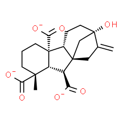 ChemSpider 2D Image | (1alpha,4aalpha,4bbeta,10beta)-7-Hydroxy-1-methyl-8-methylenegibbane-1,4a,10-tricarboxylate | C20H23O7