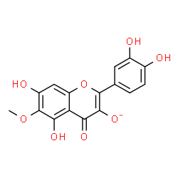 ChemSpider 2D Image | 2-(3,4-Dihydroxyphenyl)-5,7-dihydroxy-6-methoxy-4-oxo-4H-chromen-3-olate | C16H11O8