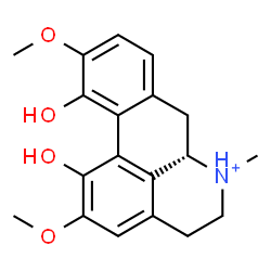 ChemSpider 2D Image | (6aS)-1,11-Dihydroxy-2,10-dimethoxy-6-methyl-5,6,6a,7-tetrahydro-4H-dibenzo[de,g]quinolinium | C19H22NO4