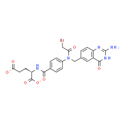ChemSpider 2D Image | (2S)-2-[(4-{[(2-Amino-4-oxo-3,4-dihydro-6-quinazolinyl)methyl](bromoacetyl)amino}benzoyl)amino]pentanedioate | C23H20BrN5O7