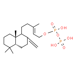 ChemSpider 2D Image | (2E)-3-Methyl-5-[(4aR,8aS)-5,5,8a-trimethyl-2-methylenedecahydro-1-naphthalenyl]-2-penten-1-yl trihydrogen diphosphate | C20H36O7P2
