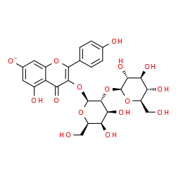 ChemSpider 2D Image | 3-{[2-O-(beta-D-Glucopyranosyl)-beta-D-galactopyranosyl]oxy}-5-hydroxy-2-(4-hydroxyphenyl)-4-oxo-4H-chromen-7-olate | C27H29O16
