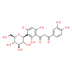 ChemSpider 2D Image | (1S)-1,5-Anhydro-1-{3-[3-(3,4-dihydroxyphenyl)-3-oxopropanoyl]-2,4-dihydroxy-6-oxidophenyl}-D-glucitol | C21H21O12