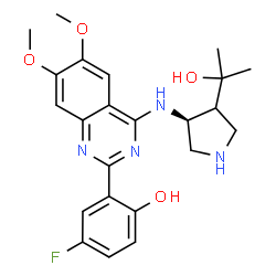 ChemSpider 2D Image | 4-Fluoro-2-(4-{[(3S)-4-(2-hydroxy-2-propanyl)-3-pyrrolidinyl]amino}-6,7-dimethoxy-2-quinazolinyl)phenol | C23H27FN4O4