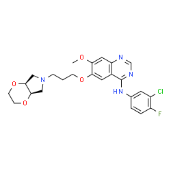 ChemSpider 2D Image | N-(3-Chloro-4-fluorophenyl)-6-{3-[(4aR,7aS)-hexahydro-6H-[1,4]dioxino[2,3-c]pyrrol-6-yl]propoxy}-7-methoxy-4-quinazolinamine | C24H26ClFN4O4