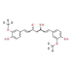 ChemSpider 2D Image | (1E,4Z,6E)-5-Hydroxy-1,7-bis{4-hydroxy-3-[(~2~H_3_)methyloxy]phenyl}-1,4,6-heptatrien-3-one | C21H14D6O6