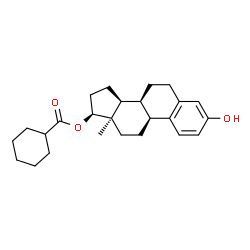 ChemSpider 2D Image | (8alpha,13alpha,17beta)-3-Hydroxyestra-1,3,5(10)-trien-17-yl cyclohexanecarboxylate | C25H34O3