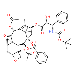 ChemSpider 2D Image | (3beta,5beta,7alpha,10beta,13alpha)-4,10-Diacetoxy-1-hydroxy-13-{[(2R,3S)-2-hydroxy-3-({[(2-methyl-2-propanyl)oxy]carbonyl}amino)-3-phenylpropanoyl]oxy}-9-oxo-5,20-epoxy-7,19-cyclotax-11-en-2-yl benzo
ate | C45H53NO14