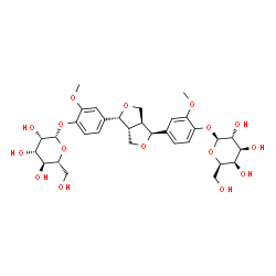 ChemSpider 2D Image | 4-{(1S,3aR,4R,6aS)-4-[4-(beta-D-Mannopyranosyloxy)-3-methoxyphenyl]tetrahydro-1H,3H-furo[3,4-c]furan-1-yl}-2-methoxyphenyl beta-D-galactopyranoside | C32H42O16