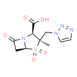 ChemSpider 2D Image | (2S,3R,5S)-3-Methyl-7-oxo-3-(1H-1,2,3-triazol-1-ylmethyl)-4-thia-1-azabicyclo[3.2.0]heptane-2-carboxylic acid 4,4-dioxide | C10H12N4O5S
