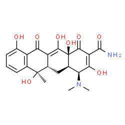 ChemSpider 2D Image | (4S,4aR,5aS,6R,12aS)-4-(Dimethylamino)-3,6,10,12,12a-pentahydroxy-6-methyl-1,11-dioxo-1,4,4a,5,5a,6,11,12a-octahydro-2-tetracenecarboxamide | C22H24N2O8