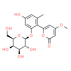 ChemSpider 2D Image | 5-Hydroxy-2-(4-methoxy-2-oxo-2H-pyran-6-yl)-3-methylphenyl beta-D-galactopyranoside | C19H22O10