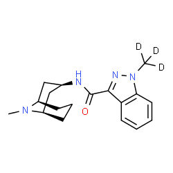 ChemSpider 2D Image | 1-(~2~H_3_)Methyl-N-[(1R,5R)-9-methyl-9-azabicyclo[3.3.1]non-3-yl]-1H-indazole-3-carboxamide | C18H21D3N4O