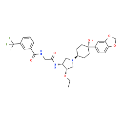 ChemSpider 2D Image | N-[2-({(3R,4S)-1-[trans-4-(1,3-Benzodioxol-5-yl)-4-hydroxycyclohexyl]-4-ethoxy-3-pyrrolidinyl}amino)-2-oxoethyl]-3-(trifluoromethyl)benzamide | C29H34F3N3O6