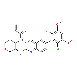 ChemSpider 2D Image | N-[(3R,4S)-3-{[6-(2,6-Dichloro-3,5-dimethoxyphenyl)-2-quinazolinyl]amino}tetrahydro-2H-pyran-4-yl]acrylamide | C24H24Cl2N4O4