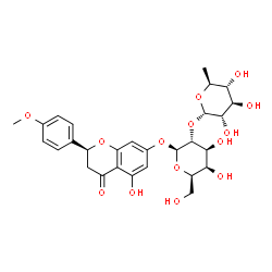 ChemSpider 2D Image | (2S)-5-Hydroxy-2-(4-methoxyphenyl)-4-oxo-3,4-dihydro-2H-chromen-7-yl 2-O-(6-deoxy-alpha-L-glucopyranosyl)-beta-D-galactopyranoside | C28H34O14