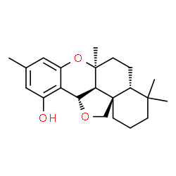 ChemSpider 2D Image | (4aR,6aS,11bS,13aR,13bS)-4,4,6a,9-Tetramethyl-1,2,3,4,4a,5,6,6a,11b,13b-decahydrobenzo[a]furo[2,3,4-mn]xanthen-11-ol | C22H30O3