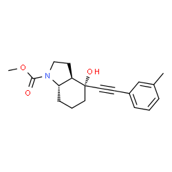 ChemSpider 2D Image | Methyl (3aR,4R,7aS)-4-hydroxy-4-[(3-methylphenyl)ethynyl]octahydro-1H-indole-1-carboxylate | C19H23NO3