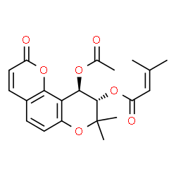 ChemSpider 2D Image | (9S,10R)-10-Acetoxy-8,8-dimethyl-2-oxo-9,10-dihydro-2H,8H-pyrano[2,3-f]chromen-9-yl 3-methyl-2-butenoate | C21H22O7